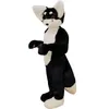 Black Husky Fox Mid Longueur Fur Mascot Costume Walking Halloween Set Party