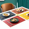Bordmattor 43x30 cm Nordic Pu Leather Western Placemat Rectangular Heat Insulation Pad Waterproof Mat Double Side Plate