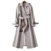 Women's Trench Coats Spring Autumn Belt Coat Women Double Breasted Mid Long High Quality Overcoat Windbreaker Female