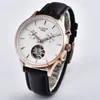 2021 New Men Watches business Automatic Watches Black skeleton dial leatcher strap wristwatch 41mm de un reloj para hombre relojes257w