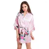 Dames slaapkleding zijden satijnen bruid bruid bruidsmeisje gewaad pauw badjas korte kimono night mode sexy kleedjurk voor vrouwen