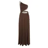 Casual Dresses Women Sexy Bodycon Party Backless Bandage Spaghetti Straps Clubwear Hollow Dress Low Neck Split Fork One Shoulder Solid