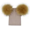 Hattar baby hatt konstgjord faux tvättbjörn päls boll flickor kepsar bomull med hår vinter för barn 0-3 år