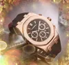 Populär herrklocka 42 mm Full funktionell stoppur Mode Casual klocka Man Full Rostfritt stål Lyxig Quartz rörelsekalender Rose Gold Armband Klockor Presenter