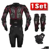 Motorcycle Apparel Jacket Add Body Armor Motocross Moto Protective Gear Jackets With Neck Protector For 4 Season Drop Delivery Mobil Dh9Ak