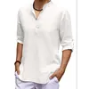 Men's Casual Shirts Men Cotton Linen Blouse Tops Summer Turn Down Collar Half Sleeve Button Pullover Loose