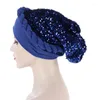 Etniska kläder 2022 Rhinestone Turban Africain Femme Glitter Elastic Muslim Hijab Bonnet Women Head Wraps Braids Turbante Mujer Auto Gele