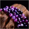 Stone 8Mm Natural Loose Beads For Diy Jewelry Making Banded Strip Crystal Gemstone Round Energy Healing Stoness Agate Handmade Acces Dh7El