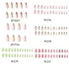 False Nails False Nails 24Pcs Drop-shaped Golden Ribbon Color-block French Stiletto Fake Full Cover Nail Tips DIY Press On Almond