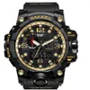 Smael Men Sports Watches Dual Display 디지털 LED 전자 석영 손목 시계 방수 수영 군용 감시 265S