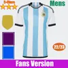 3 stars Argentina Soccer Jerseys DYBALA MESSIs DE PAUL 2022 Fans Player Version ALVAREZ LAUTARO MARTINEZ DI MARIA Football Shirt MARADONA Kids Kit Mens Jersey 4XL