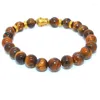 Strand 10mm Tiger Eyes Beads Bercelet Men Charm Stone Stone Braslet for Man Handmade Jewelry Jewelry Buddha