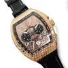 Novo movimento de quartzo de ouro rosa rel￳gios de a￧o luxusuhr multifuncional masculino banda de borracha orologio di lusso wristwatches295z