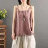 Women's T Shirts Cotton Linen Spaghetti Strap Tank Top For Women Summer Camis Sleeveless Solid Casual Female Crop Women's Camisole