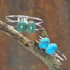 Bangle Double Torque Women Cuff Oval Stone Charm Silver Finish Bracelet Howlite Turquoises/ Aventurines Jewelry BM7726