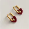 Pendientes de aro llegan corazón rojo mate esmerilado para Mujer hebilla de oreja Huggies accesorios de joyería de moda Pendientes Mujer Eh1785