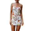 Casual Dresses Women Summer Tube Dress Sea Snail Plant Print Strapless Off-Shoulder Sleeveless Tight Mini For Ladies