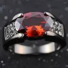 Anillos de racimo pistola negra anillo granate rojo incrustaciones fiesta boda para mujer regalo aniversario compromiso joyería listado 2022 productos