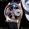 2022 Astronomia Tourbillon Swiss Quartz Mens Watch Rose Gold Blue Sky Skeleton 3d Globe Dalbor