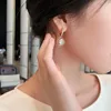 Hoop Earrings Korean Gold Color Hollow Rose For Women Fashion Simple Crystal Circle Huggies Wedding Ear RingS Studs Jewelry Gift