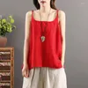 Women's T Shirts Cotton Linen Spaghetti Strap Tank Top For Women Summer Camis Sleeveless Solid Casual Female Crop Women's Camisole