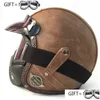 خوذات الدراجات النارية خوذة صغيرة شل الوجه المفتوح 3/4 Motorcross Casco Capacete Jet Vintage Retro Mae Black1 Drop Droviour Motions Mot Dhgfz