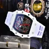 lAW watch automatic quartz movement Brand Watches Rubber Strap Business Sports Transparent Watchs Imported crystal mirror battery 306k