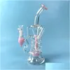 Tuyaux fumeurs Fab Oeuf Boscillations à double recycleur Bong Turbine Percolateur Heary Glass Bongs Purple Rose Green Huile DAB Rigs 14 mm Fe Dhsmt