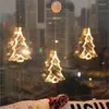 Luci notturne Natale LED Ventosa Lampada Babbo Natale Pupazzo di neve Fiocco di neve Forma di renna Fata per l'albero di Natale Decorazioni per finestre di casa