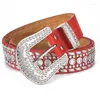 Riemen Goth Rhinestone Women Faux Leather Western Y2K Girls Belt For Jeans Men Drop315r