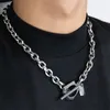 Ins Original Cuban Chain Shaped Buckle Necklace Hip Hop Fashion Titanium Steel Chain Jewelry Accessories For Men And Women