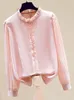 Women's Blouses Spring Autumn Women Pink Chiffon Blouse Shirt Tops Blusas Mujer De Moda 2022 Long Sleeve Ladies Femme Shirts