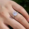 Wedding Rings 2022 Luxury Oval Finger Ring Dazzling Brilliant CZ Stone Four Prong Setting Classic Anniversary Gift For Wife&Girlfriend