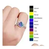 Bandringar Vintage Sier Ring 925 Sterling Round Crystal Temperaturk￤nslig f￤rg Byte av hum￶rfinger.