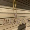 A-Z Custom Name Gold Silver Colors Iced Out CZ Stone Letter Pendant Necklace for Women Men with 3mm 24inch Rope Chain