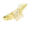 Kopfschmuck O842 Kristall Strass Blatt Braut Perle Haarkamm Hochzeit Accessoire Handgefertigtes Haarteil