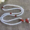 Strand Wholesale JoursNeige White Crystal Bracelets 6mm Round Beads With Red For Women Girl Multilayer Jewelry