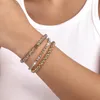 Strand 3 Pcs/Set Alloy Beads Rhinestone Chains Bracelets For Women Gold Silver Color Elastic Stretch Bracelet 2022 Fashion Jewelry