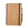 Спиральная ноутбука деревянная бамбуковая крышка с ручкой для студентов экологических блокнотов Оптовые школьные принадлежности SN556