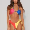 Dise￱ador Women New 2023 Dos piezas Bikini sexy m￺ltiples colores chocando lace-up trawwear QJ1428 Moda Sporty Beach traje de ba￱o