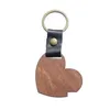 Keychains Lanyards Diy Wooden Keychain Blank Carved Leather Wood Pendant Lage Decorative Heart Round Key Chain Keyring Drop Delive Dheem