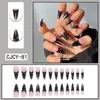 False Nails 24pcs Long Stiletto Fake French Press On Black Silver Full Cover Nail Tips