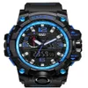 Smael Men Sports WatchesデュアルディスプレイデジタルLED電子Quartzリストウォッチ防水水泳軍事ウォッチ266L