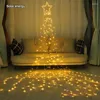 Christmas Decorations LED Five-pointed Star Waterfall Lights Garden Lawn Decoration Tree Nine Trailing