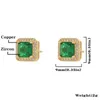Hoop Earrings Light Luxury Green Crystal Stud Earring Exquisite 18K Gold Plated Square Cute Korean Wedding Party Jewlry Gifts