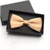 Bow Ties High Quality Arrivals Fashion Men Bowties Wedding Party Brand Adjustable Butterfly Tie For Solid Color With Gift Box