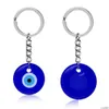 Nyckelringar turkiska onda blå ögonnyckelchain bilring amet lycklig charm hängande hänge juveligt släpp leverans smycken dhl2u