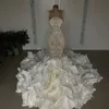 2023 Kristall Meerjungfrau Brautkleider Sexy Schatz Perlen Applikationen Spitze Brautkleider Nach Maß Sweep Zug Vestidos De Novia