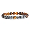 Strand Ematite Bracciale da uomo Pietra naturale Lava Occhi di tigre Perline Braccialetti elasticizzati Braccialetti Donna Guarigione Yoga Regalo gioielli minimalista