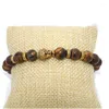 Strand 10mm Tiger Eyes Beads Bracelet Men charme Braslet de pedra natural para homem Buda de joias casuais feitas à mão Buda